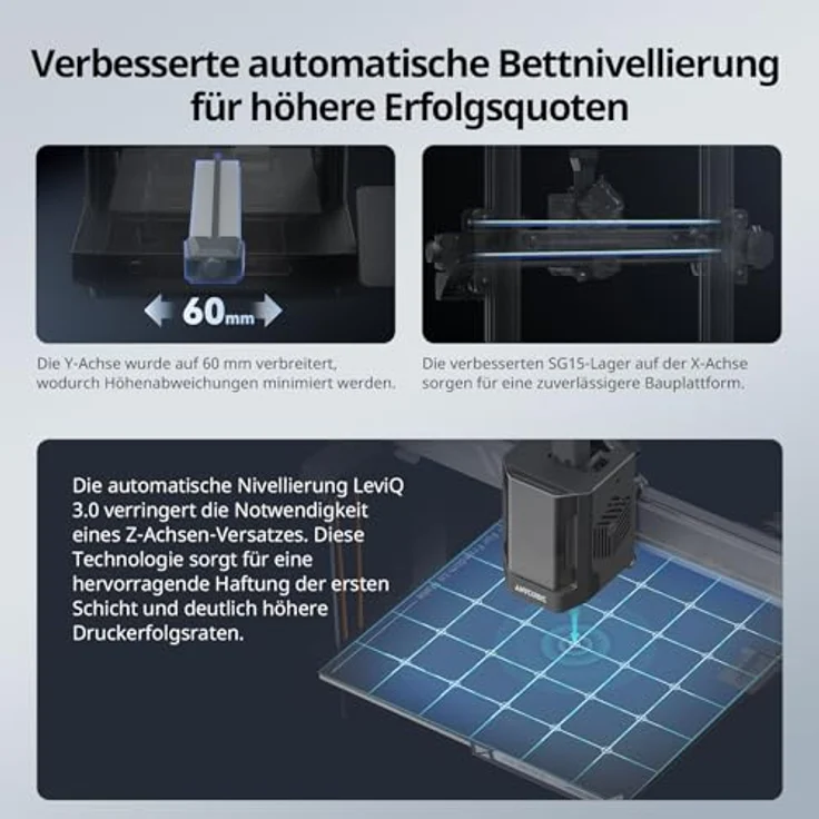 Anycubic Kobra 3 V2 Combo 3D Drucker, Mehrfarbig Druck in 4 Farben, Verbesserte Auto Nivellierung, 600mm/s, Druckgröße 255x255x260mm – Bild 3