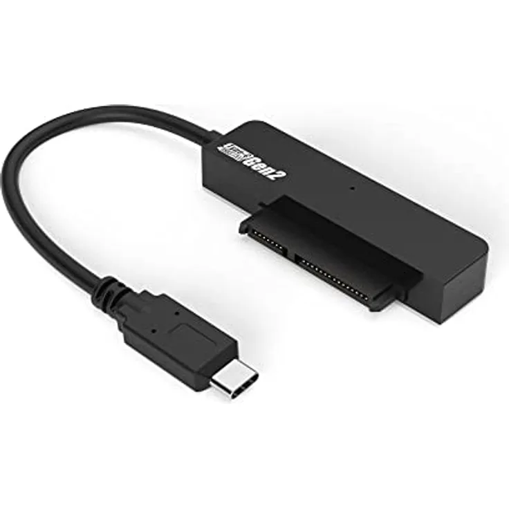 Maiwo K104AG2 10Gbps USB3.1 Gen2 SATA Adapter für 2,5" HDD/SSD, 2 TB, bis 12,5mm mit 10cm USB C-Kabel