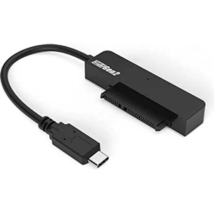 Maiwo K104AG2 10Gbps USB3.1 Gen2 SATA Adapter für 2,5" HDD/SSD, 2 TB, bis 12,5mm mit 10cm USB C-Kabel – Bild 1