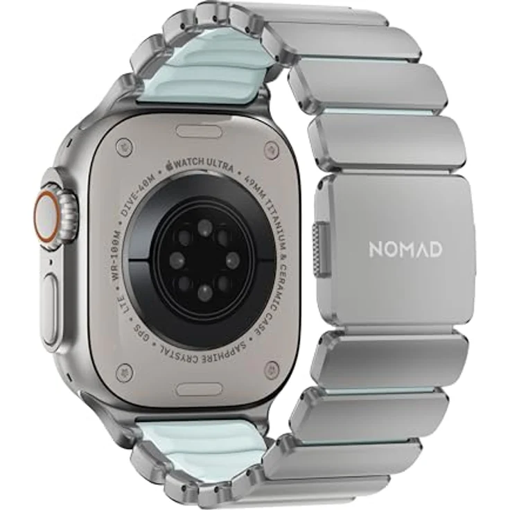 Nomad Stratos Band Titanium Natural 49mm, Icy Blue Glow Smartwatch-Armband mit Wasserresistenz und magnetischem Verschluss – Bild 4