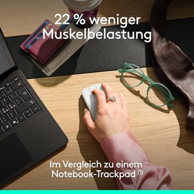 LOGITECH Mobi Fold kabellose faltbare Maus, präzise 4K DPI-Abtastung, adaptive Touch-Bildlauf, Off White – Bild 4