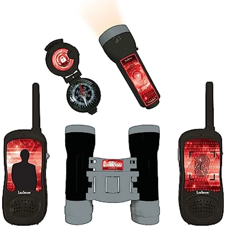 Lexibook Komplettes Spionageset mit Funkgeräten bis zu 120m, Fernglas, Taschenlampe und Kompass, schwarz/rot – Bild 2