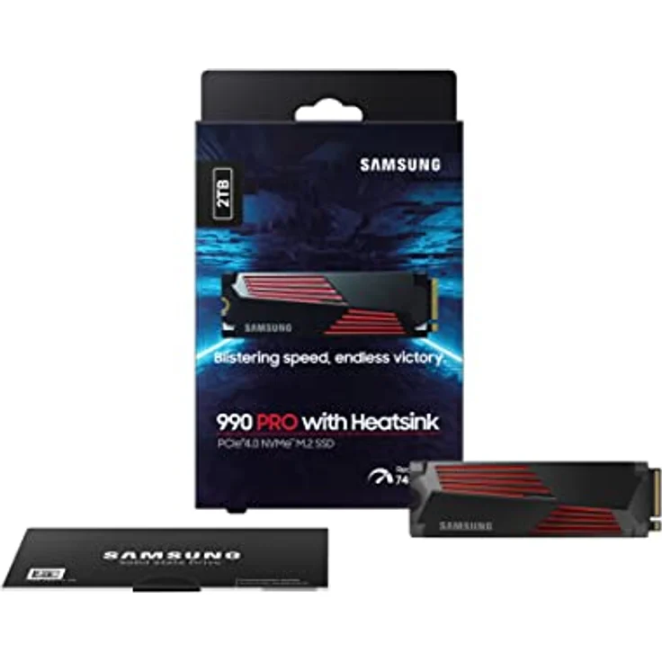 Samsung 990 PRO Heatsink M.2 NVMe SSD (MZ-V9P2T0CW), 2 TB, PCIe 4.0, 7.450 MB/s Lesen, 6.900 MB/s Schreiben, SSD mit Kühlkörper und RGB-Licht für Konsolen-Gaming und Videobearbeitung – Bild 3