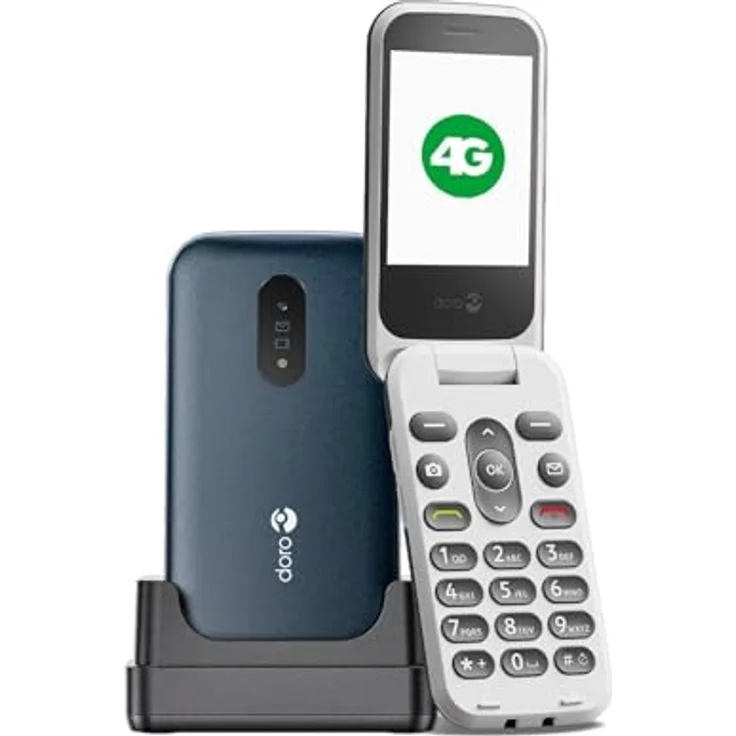 Doro 2820 4G Klapphandy für Senioren, entsperrt - Große sprechende Tasten - Kamera - Bluetooth - Notruftaste - Einfaches Mobiltelefon ohne Internet (Blau/Weiß) – Bild 1