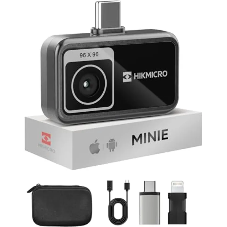 HIKMICRO Mini E Wärmebildkamera, -20 bis 400 °C, 96 x 96 Pixel, 25 Hz, kompakt für Hausinspektionen