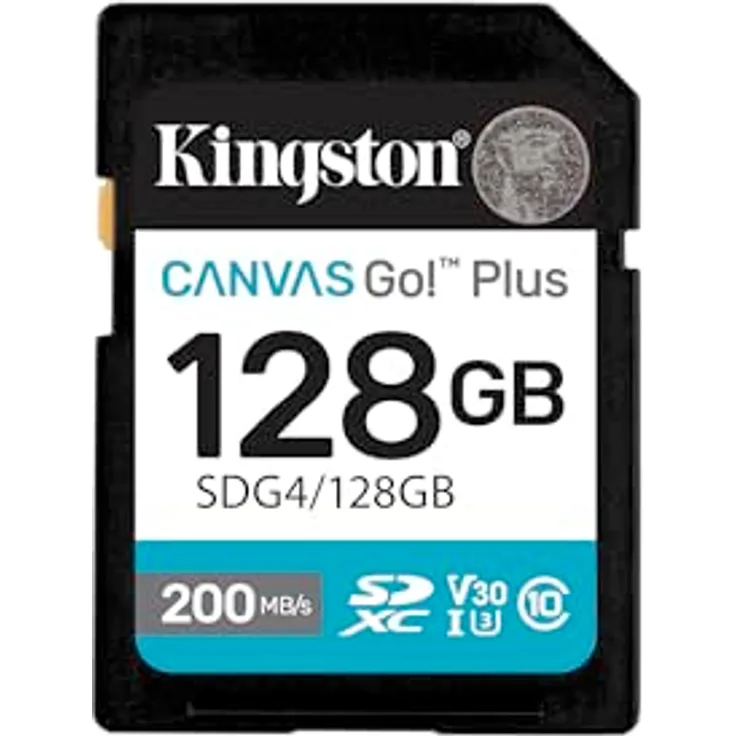 Kingston Canvas Go Plus SDXC Speicherkarte Gen4 200MB/s C10 UHS-I U3 V30 128GB-SDG4/128GB - Effizienter Speicher für Abenteurer