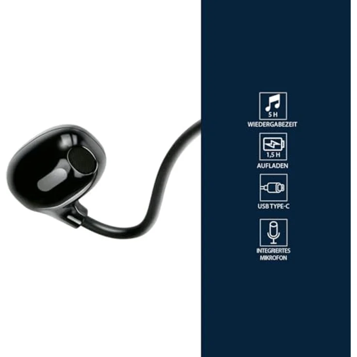 Grundig Wireless In Ear Kopfhörer mit Air Conduction, 5 Stunden Spielzeit, Bluetooth, USB Typ C, Freisprechen – Bild 2