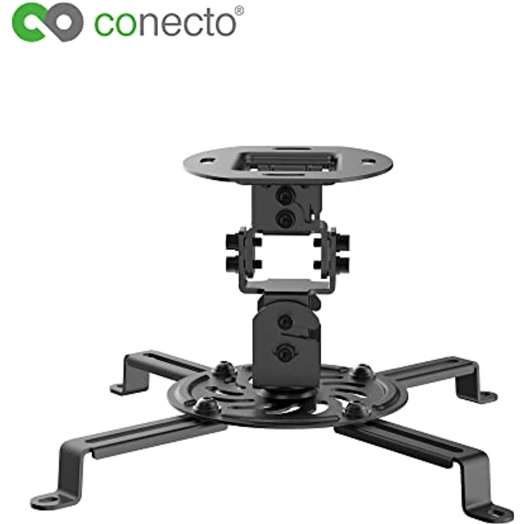 conecto Deckenhalterung für Beamer, neigbar (+/-15°), schwenkbar 360°, drehbar 360°, Deckenabstand 15cm, Traglast max. 13,5kg, universeller Montagebereich 5,4-32 cm, schwarz – Bild 2