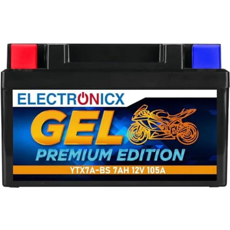 Electronicx GEL-YTX7A-BS Motorradbatterie 7Ah 12V, wartungsfrei, auslaufsicher, vibrationsfest für Motorrad, Roller, Quad und Jetski – Bild 1