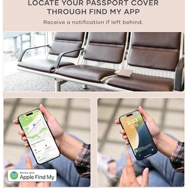 SATECHI Passhülle mit Find My / Ortung, Reisepasshalter mit 4 Kartenfächern, kabelloser Ladefunktion und RFID-Schutz – Desert Rose – Bild 3