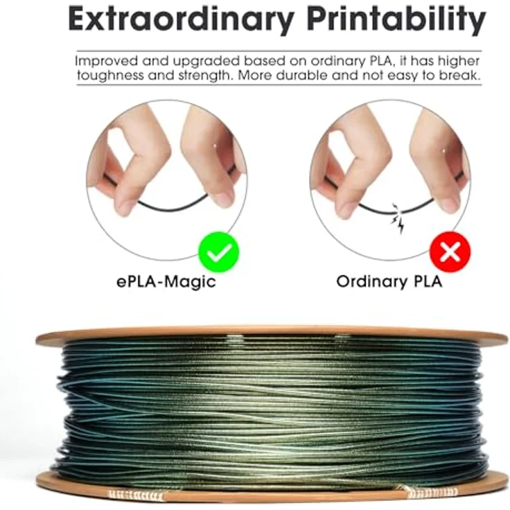 eSUN ePLA-Magic Glitter PLA Filament 1.75mm, Dunkel Glänzendes Gold, Maßgenauigkeit +/- 0.05mm, 1KG Spule für 3D Drucker – Bild 3