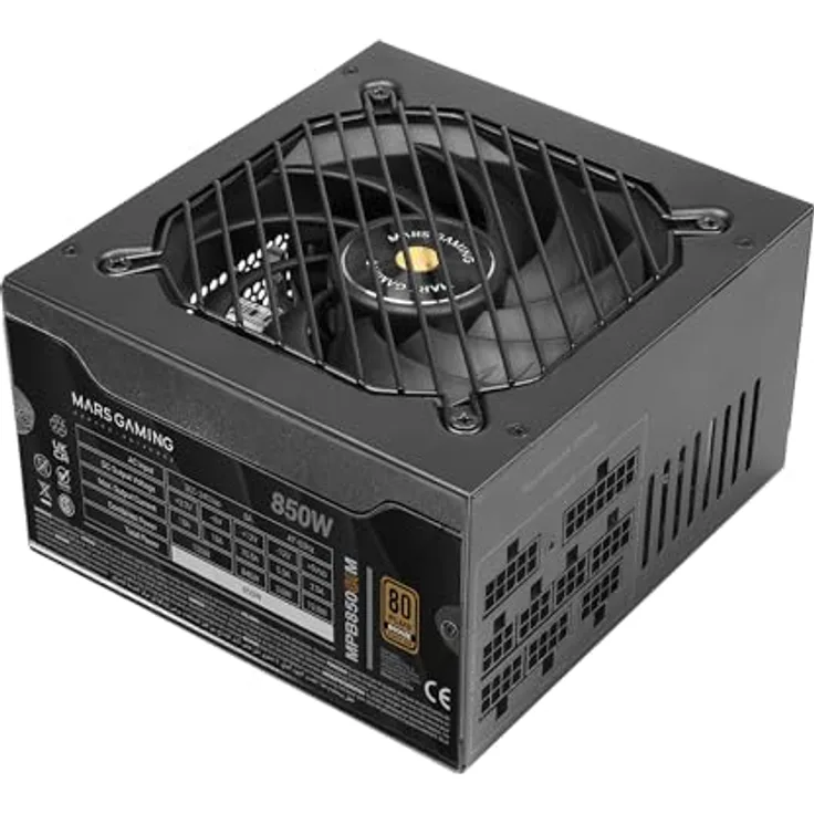 Mars Gaming MPB850SIM, Vollmodulares ATX 850W Netzteil mit 80Plus Bronze, 90% Effizienz, 7 Jahre Garantie, Schwarz