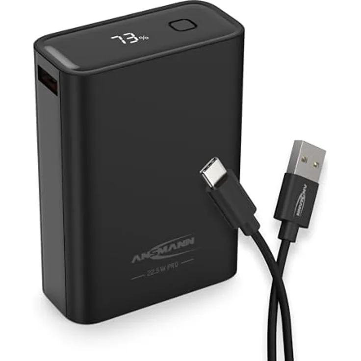 ANSMANN Powerbank 22,5 W PB322PD - Externer Akku mit Einer Kapazität von 20.000 mAh - Notstrombatterie mit USB-A- und USB-C-Anschlüssen, ideal für Smartphones, Tablets, Laptops, Handheld-Konsolen