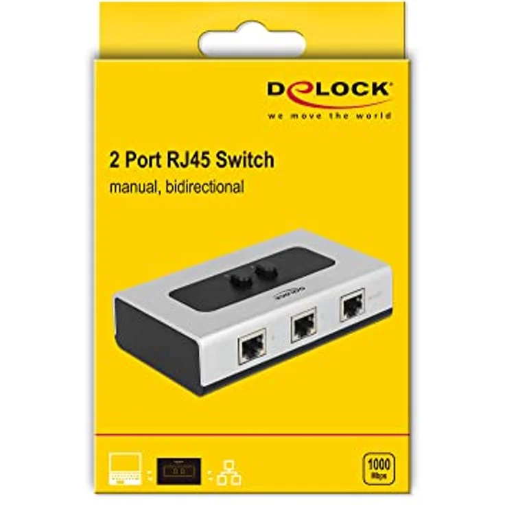 DeLock RJ45 10-100-1000 2-Port Manual bidirectional Gigalan Netzwerk Switch 2X 10-100-1000 – Bild 2