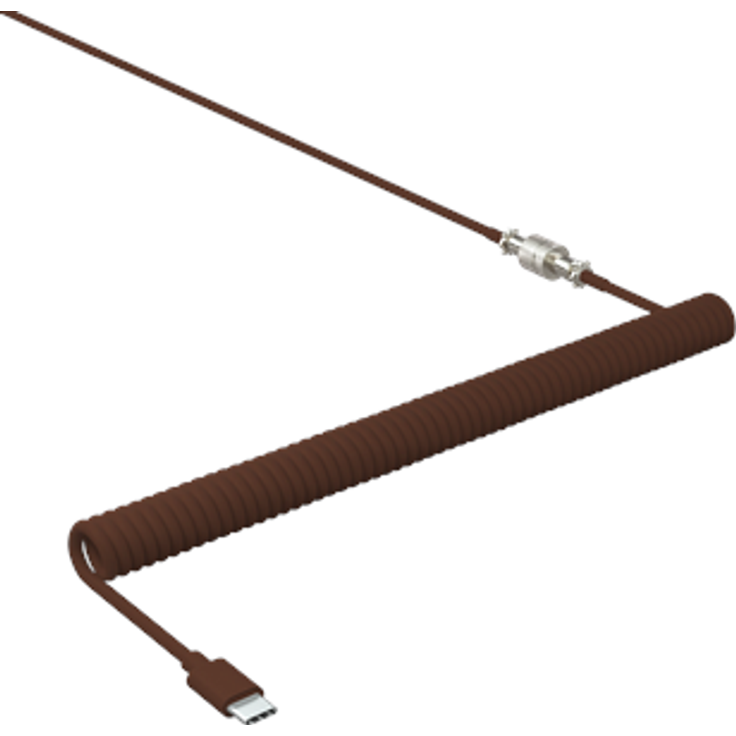 Xtrfy Cable USB-C to USB-A, Coiled Braided, 2m Gesamtlänge, mit abnehmbaren 4-Pin Aviator-Steckverbinder, Retro Brown