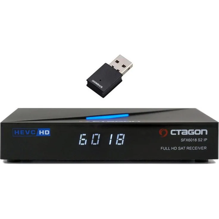 OCTAGON SFX6018 S2+IP, Full HD Satellitenreceiver mit 300Mbit/s WLAN Stick, schwarz