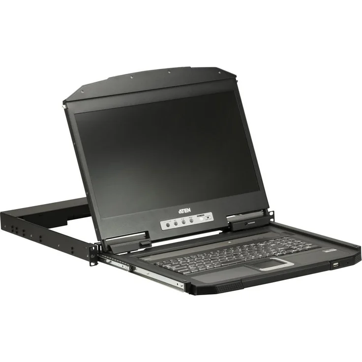 Aten CL3700, 1U Short Depth USB HDMI KVM Switch mit 18,5" Full HD Monitor, Schwarz
