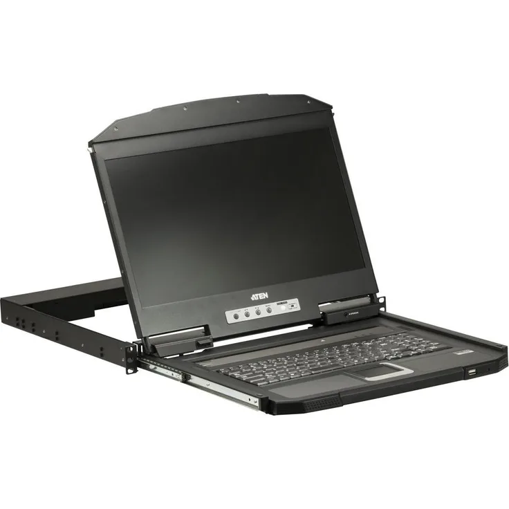Aten CL3700, 1U Short Depth USB HDMI KVM Switch mit 18,5" Full HD Monitor, Schwarz