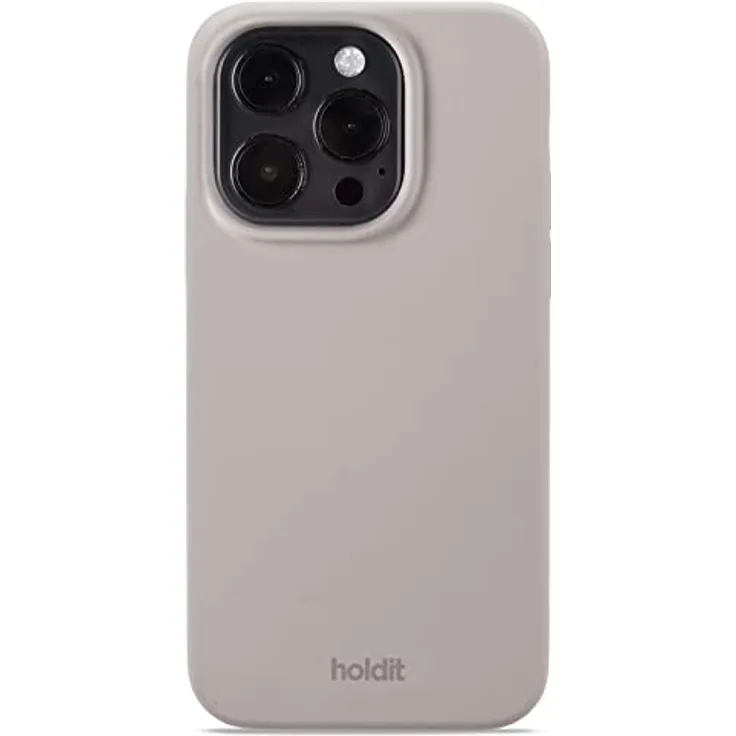 HOLDIT Silikon Case, Backcover für Apple iPhone 14 Pro, Taupe, grifffreundliches Material mit peachy Finish und umfassendem Schutz
