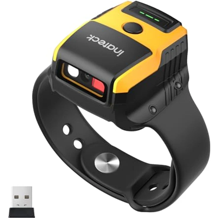 Inateck Nano 370, Kabelloser 2D Barcode Scanner im Armbanduhr-Stil, Ergonomisches Design, Sprachsteuerung, Bluetooth und USB-C, kompatibel mit Windows/Android/macOS/iOS – Bild 1