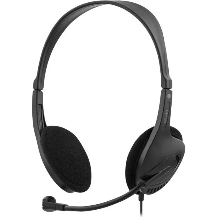 Deltaco HL-43 headphones/headset Wired Head-band Office/Call center Black, Schwarz