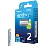 Panasonic eneloop, Ready-to-Use Ni-MH Akku, AAA/Micro, 2er-Pack, verbesserte Kapazität: min. 800 mAh, 2100 Ladezyklen, hohe Leistung & geringe Selbstentladung, wiederaufladbar, plastikfreie Verpackung