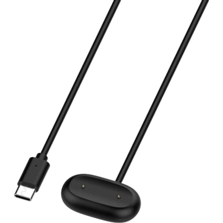 Wigento Ladekabel für Google Fitbit Air, USB C magnetisch mit Ladebase, 1 Meter, Schwarz – Bild 1