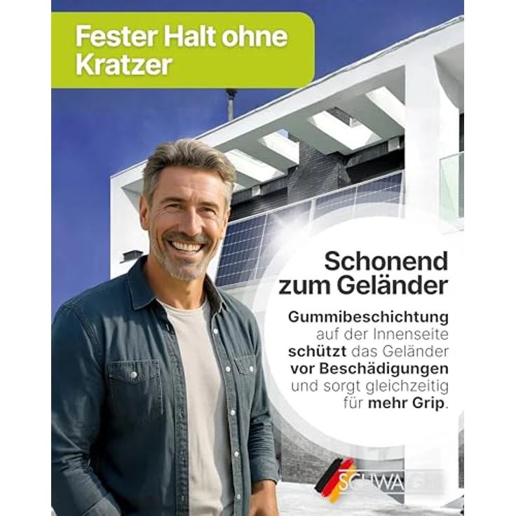 Schwaiger Geländer-Montage Set für 2 Solar Module, doppelte Sicherung bis 25 kg, schwarz – Bild 5