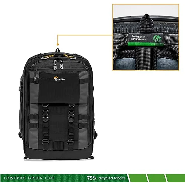 Lowepro Pro Trekker BP 350 AW II,Outdoor Camera Bag,Camera Backpack with Recycled Fabric,Fits 15” Laptop or Tablet,MaxFit Dividers,Weatherproof Cover, Mirrorless or DSLR Camera Case,Black or Dark Grey – Bild 3