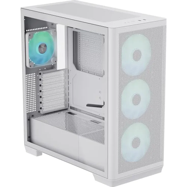AeroCool Geh Midi APNX C1 (white), PC-Gehäuse mit optimiertem Airflow und ARGB-PWM-Lüfter
