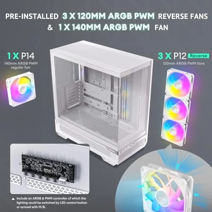Antec GEH C7 ARGB White Full Tower weiß PC-Gehäuse mit vertikaler Kühlung und RGB-Lüftern – Bild 5