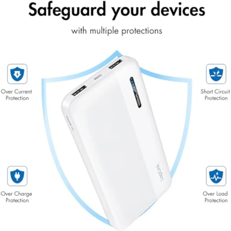 LogiLink PA0338WRF - Powerbank 10.000 mAh, Schnellladenfunktion, 2x USB-A, 1x USB-C, kompakt, Weiß – Bild 3