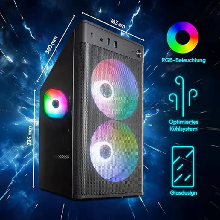 MEDION ERAZER Recon E45, Gaming PC mit Ryzen 5 5500, 16GB DDR4 RAM, 1TB SSD, GeForce RTX 4060 8GB GDDR6, Windows 11 Home – Bild 3