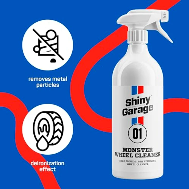 Shiny Garage Felgenreiniger „Monster“, 500 ml, Gel-Konsistenz, fluoreszierende Farbe, sicher für Chrom- und Aluminiumfelgen, einfaches Auftragen mit Zerstäuber, neutraler Apfelduft – Bild 3