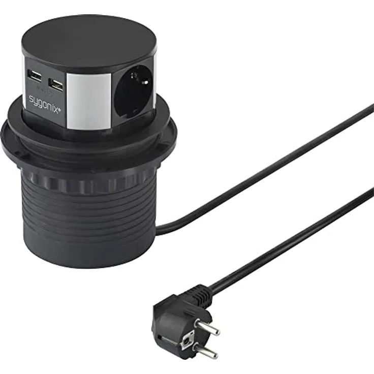 Sygonix SY-4780156 Steckdosenturm Schwarz, Silber Schutzkontakt 1 St.