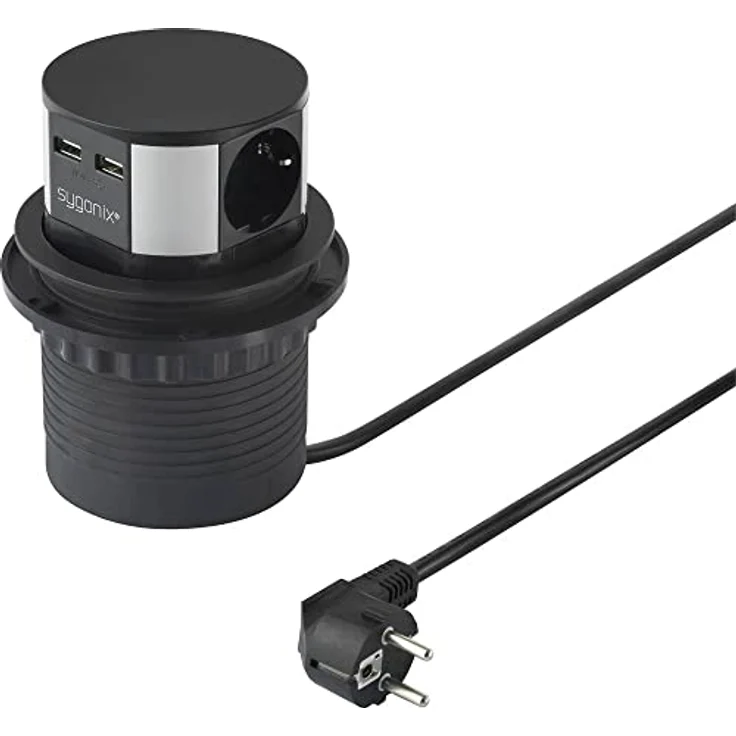 Sygonix SY-4780156 Steckdosenturm Schwarz, Silber Schutzkontakt 1 St. – Bild 1