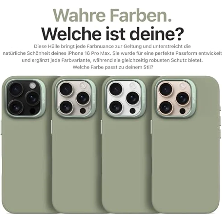 Decoded Silikon Hülle für iPhone 16 Pro Max, Antimikrobielles Material, MagSafe-kompatibel, Premium Soft-Touch, Metall Kameraschutz, Jade Grün – Bild 4