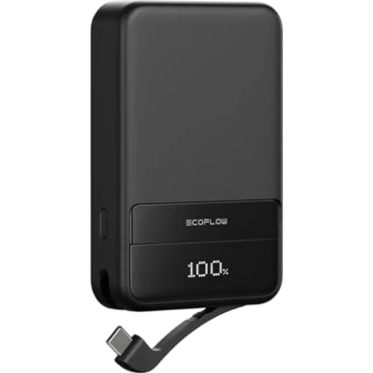 EcoFlow RAPID Magnetic Powerbank, 10000mAh, 65W, schnelles kabelloses Laden bis 15W, schwarz