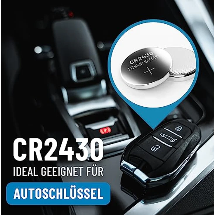 ABSINA CR2430 Knopfzelle 50er Pack - Lange Haltbarkeit & auslaufsicher - CR 2430 3V Knopfzellen, Batterie 2430, Knopfbatterie CR2430 - Schwarz – Bild 2