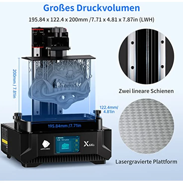 Anycubic Photon Mono X 6Ks Resin 3D Drucker, 9,1 Zoll 6K-Bildschirm, Doppelschiene-Z-Achse, Lighturbo Matrixlichtquelle, Druckgröße 195,84x122,4x200mm - Schwarz - Preisvergleich – Bild 4
