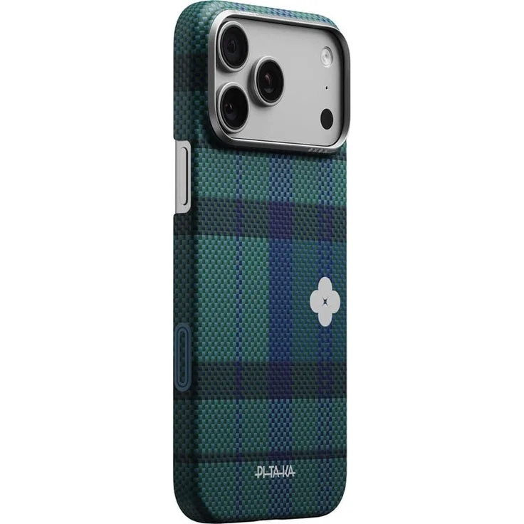 PITAKA Edge Case - Forest Dawn - Schutzhülle für iPhone 17 Pro, ultradünne Aramidfaser, MagSafe-kompatibel, kabelloses Laden, Flora in Grid-Motiv