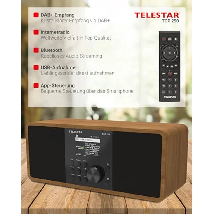 Telestar TOP 250, Internetradio mit DAB+, FM, Bluetooth 5.3, WLAN, braun – Bild 7