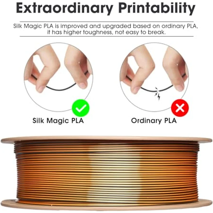 eSUN Silk Magic PLA Filament 1.75mm, Dual-Color Co-Extrusion, Farbverlauf Schwarz-Gold, 1KG Spule für 3D-Drucker – Bild 2