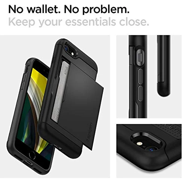 Spigen Slim Armor CS Kompatibel mit iPhone 8-7 Hülle, 2-teilige Kartenfach TPU Schicht + PC Rückschale Schutzhülle Case Schwarz 042CS20455 – Bild 3