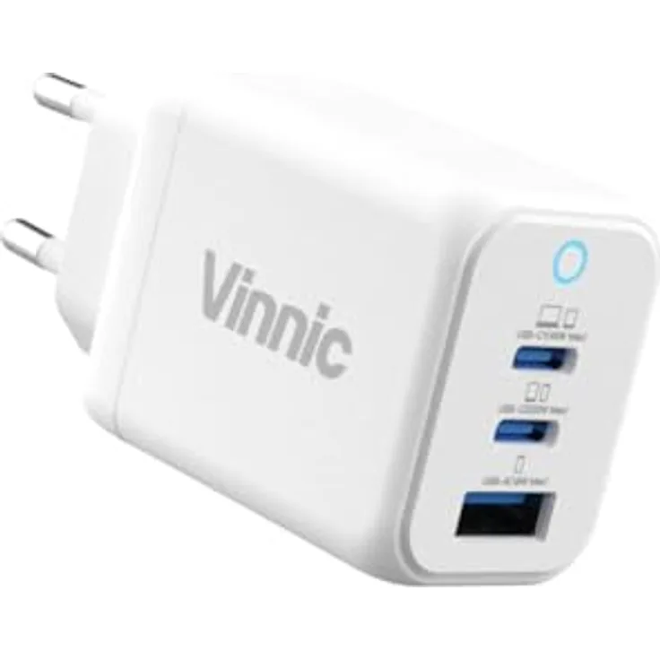 Vinnic FERNOW GaN USB-C Ladegerät, 45W Multi-Port mit USB-C PD & USB-A, Galliumnitrid-Technologie für Laptop, MacBook und iPhone, AC 100-240V