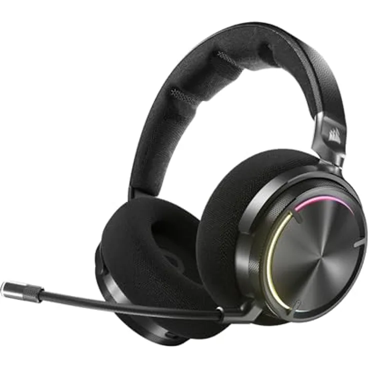 Corsair Virtuoso Max Wireless, Gaming Headset mit Dolby Atmos, aktiver Geräuschunterdrückung, Schwarz