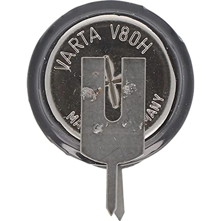 Varta V80H NiMH Knopfzelle, aufladbarer Akku mit 1,2V und 80mAh, Printanschluss +- – Bild 1