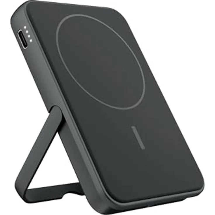 Fresh 'n Rebel Wireless Magnetic Powerbank 5000mAh, MagSafe-kompatibel, PD 20W Schnellladung, USB-C Port, tragbar, mit Ständer (Storm Grey) – Bild 1