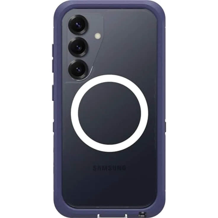 OtterBox Defender XT Clear mit Magneten, Smartphone Hülle für Samsung Galaxy S25, Transparent, Violett, 7-facher militärischer Fallschutz, dünnes Design, Qi2-Wireless-Ladekompatibilität