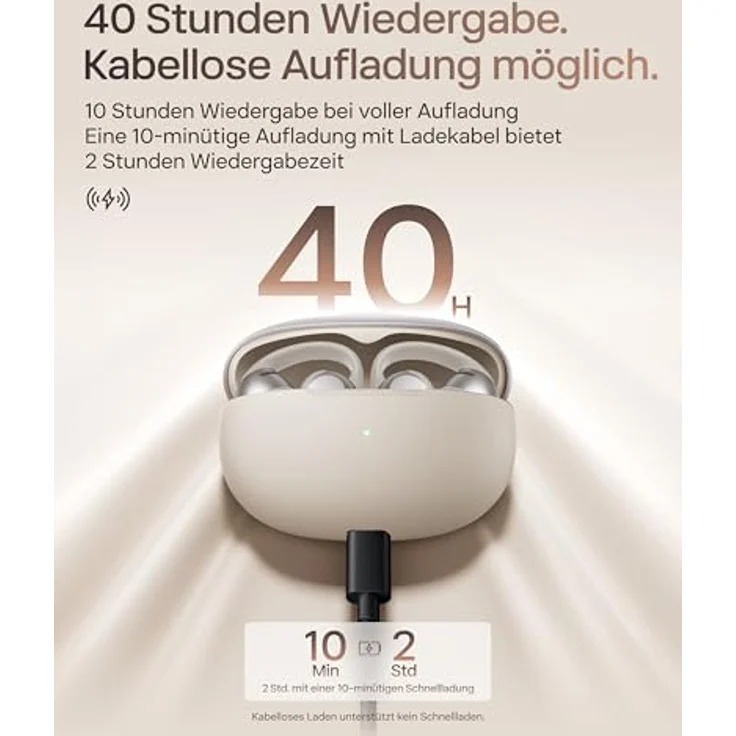 Shokz OpenDots, Kabellose Kopfhörer mit 40 h Akkulaufzeit und IP54 Spritzwasserschutz, Grau – Bild 6